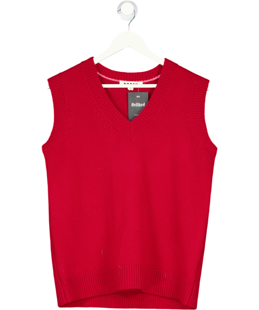 BODEN Marion Merino Oversize V-neck Tank Crimson Red UK S