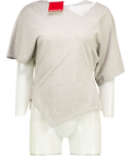 PEACHY DEN Grey Nico Asymmetric Cotton-jersey Top UK L