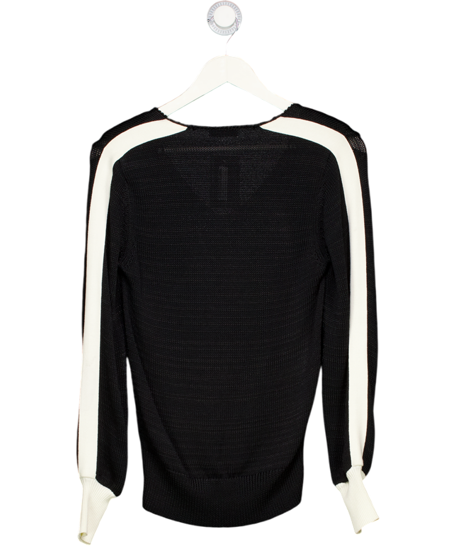 REISS Black & White Taylor Contrast Trim Knitted Jumper UK S