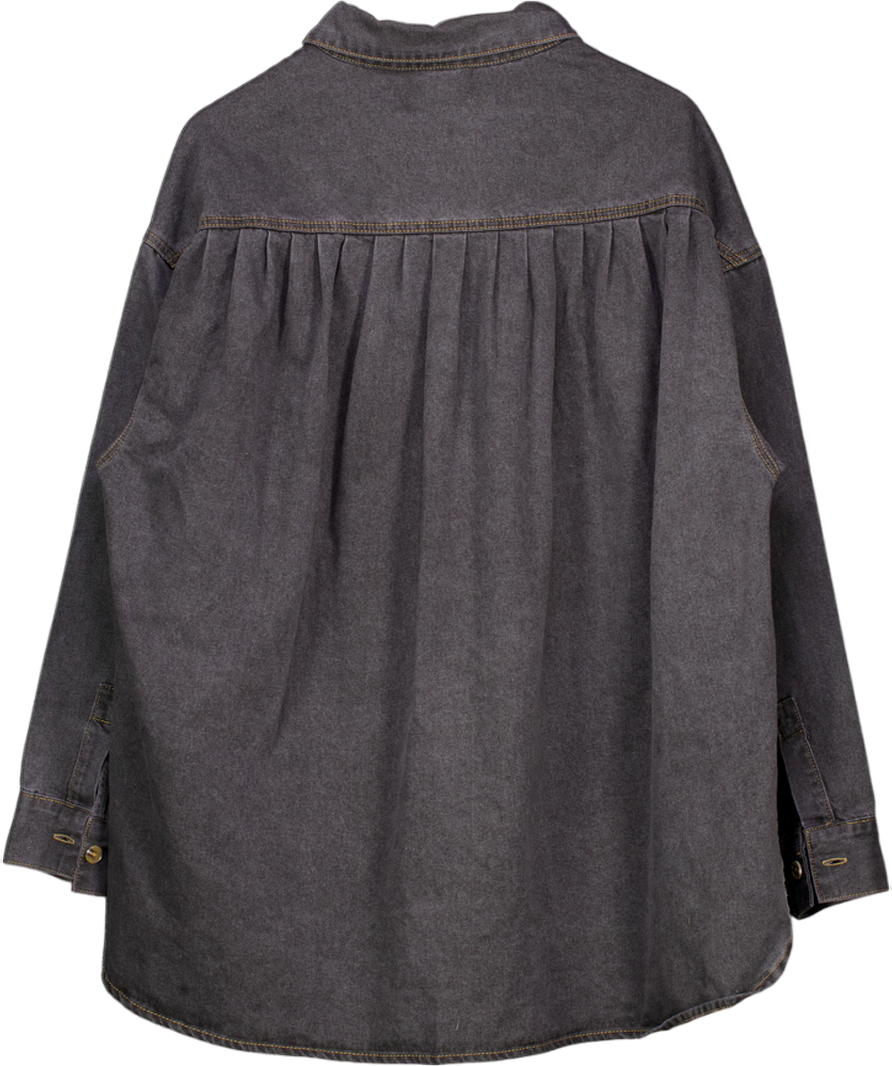 DISSH Ashton Washed Black Oversized Denim Shirt UK 8
