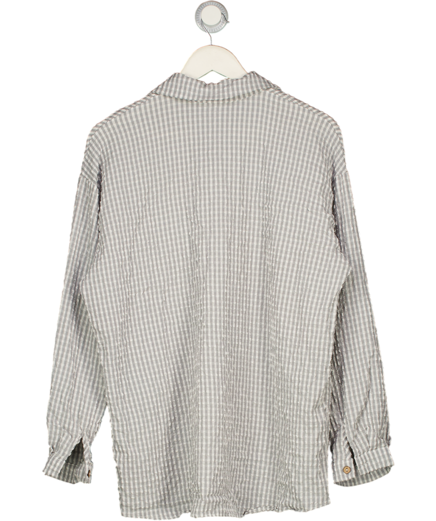 Sisters & Seekers Grey Checked Oversize Seersucker Shirt UK M