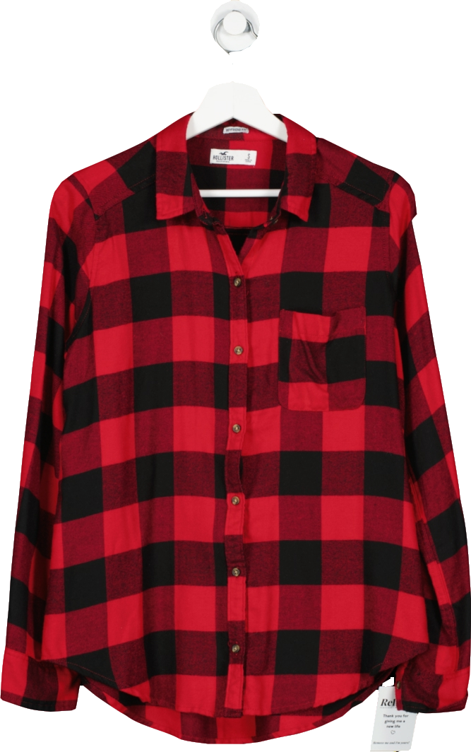 Hollister Red Button-through Flannel Shirt UK S