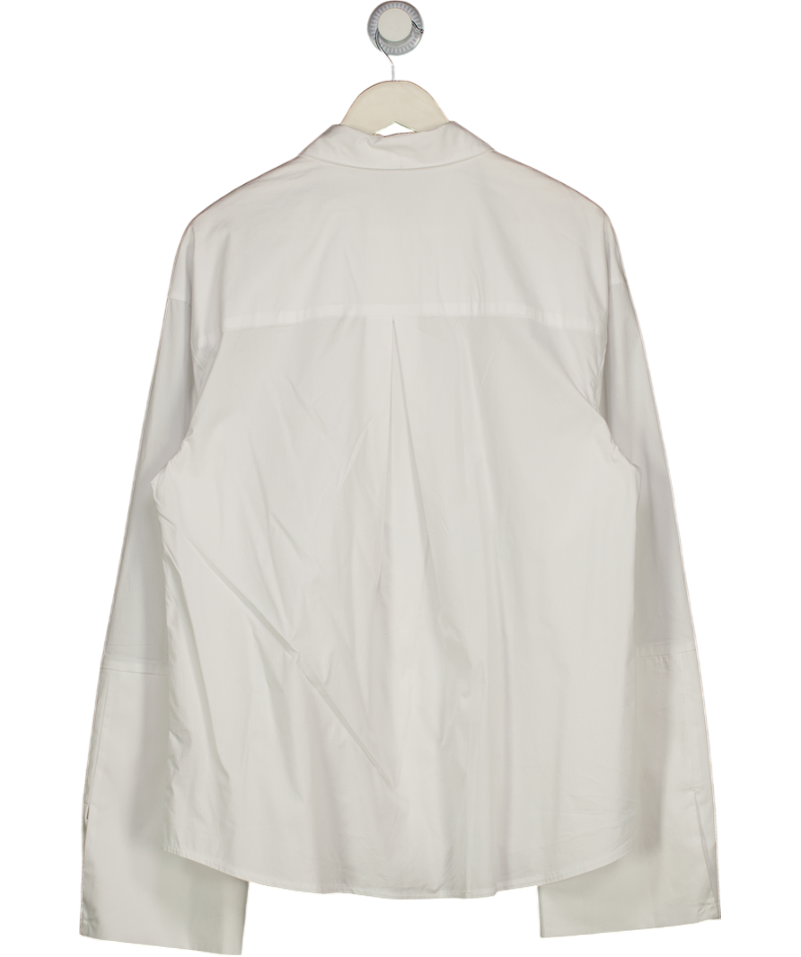 NA-KD White Cuff Detail Oversized Cotton Shirt UK 8