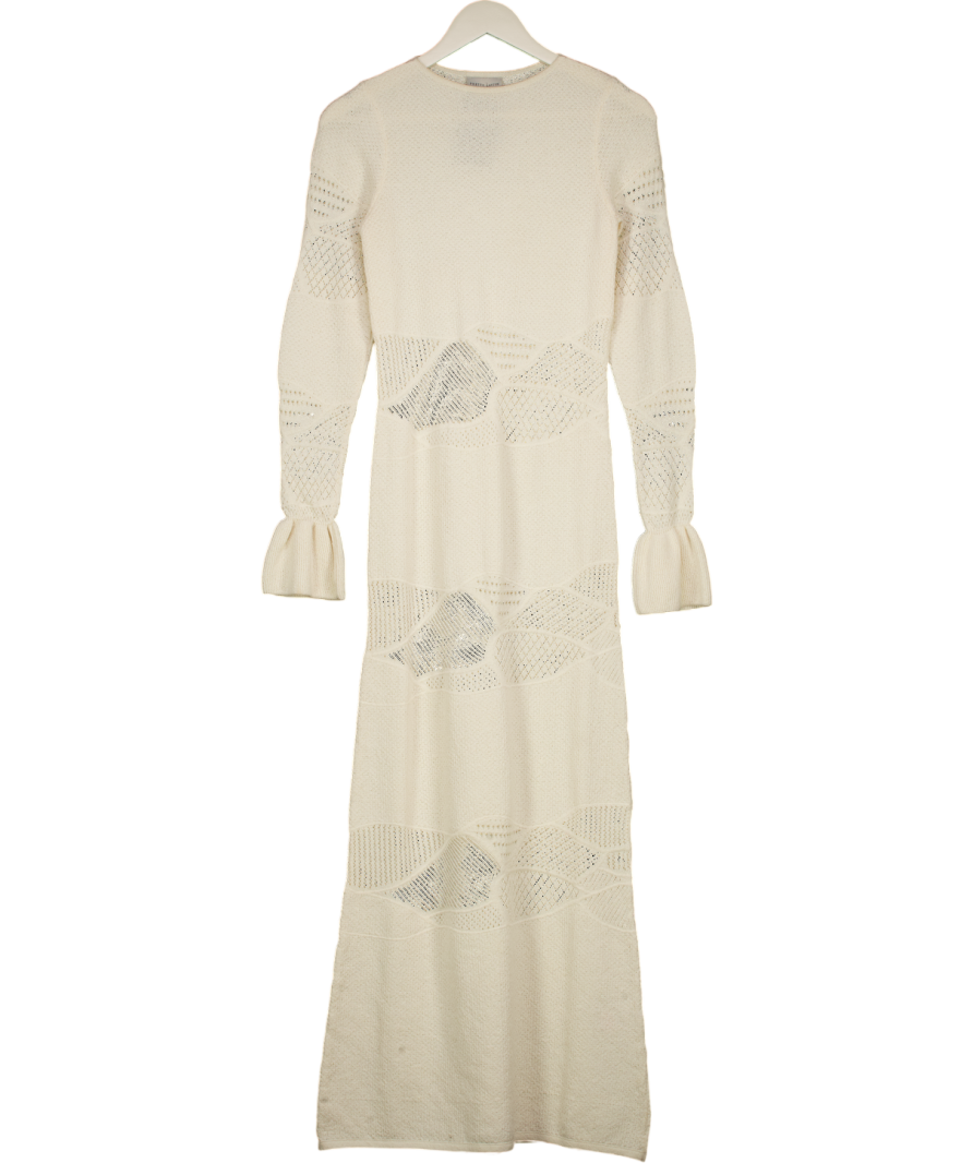 PRETTY LAVISH Cream Lace Patterned Knit Maxi Dress UK XS