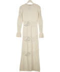 PRETTY LAVISH Cream Lace Patterned Knit Maxi Dress UK XS