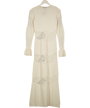 PRETTY LAVISH Cream Lace Patterned Knit Maxi Dress UK XS