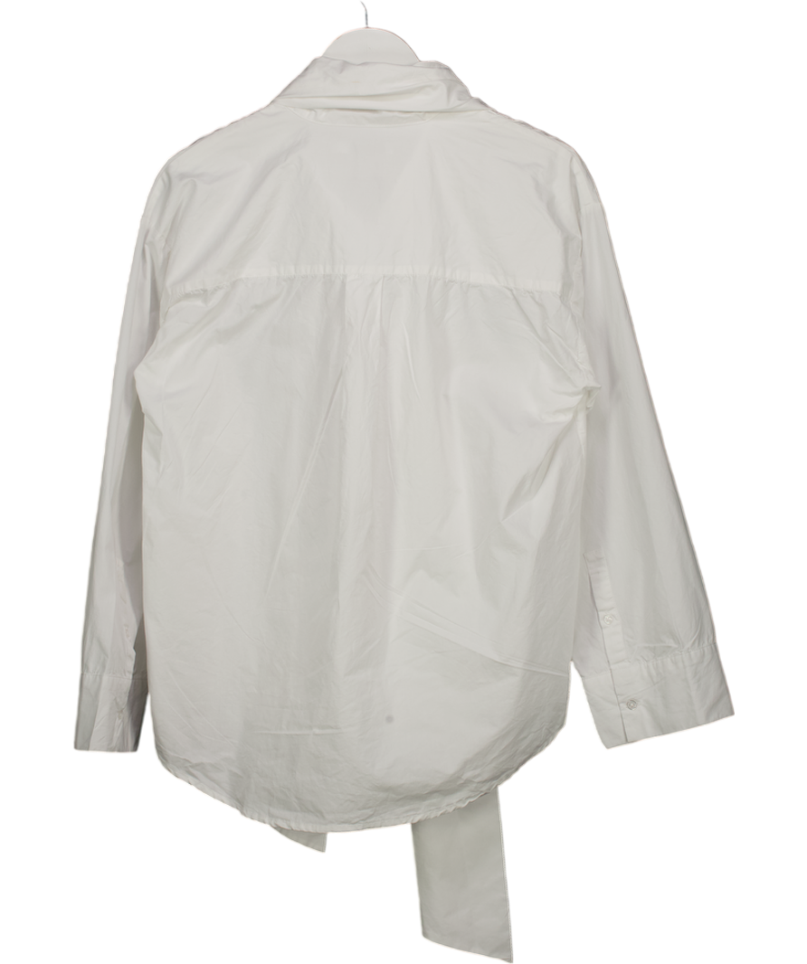 NA-KD White Neck Tie Long Sleeve Poplin Shirt UK 8