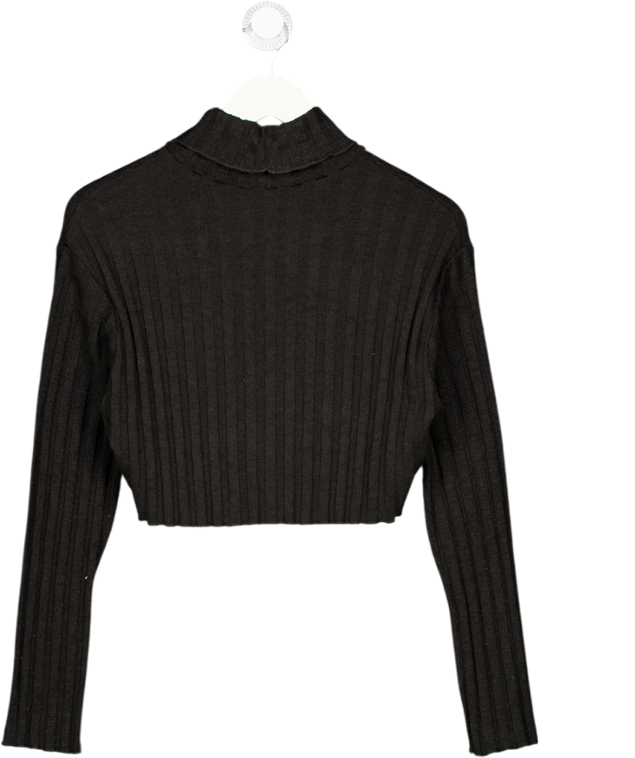 ZARA Black Cropped Ribbed Roll Neck Jumper UK S