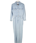 MANGO Blue Long Denim Jumpsuit UK S