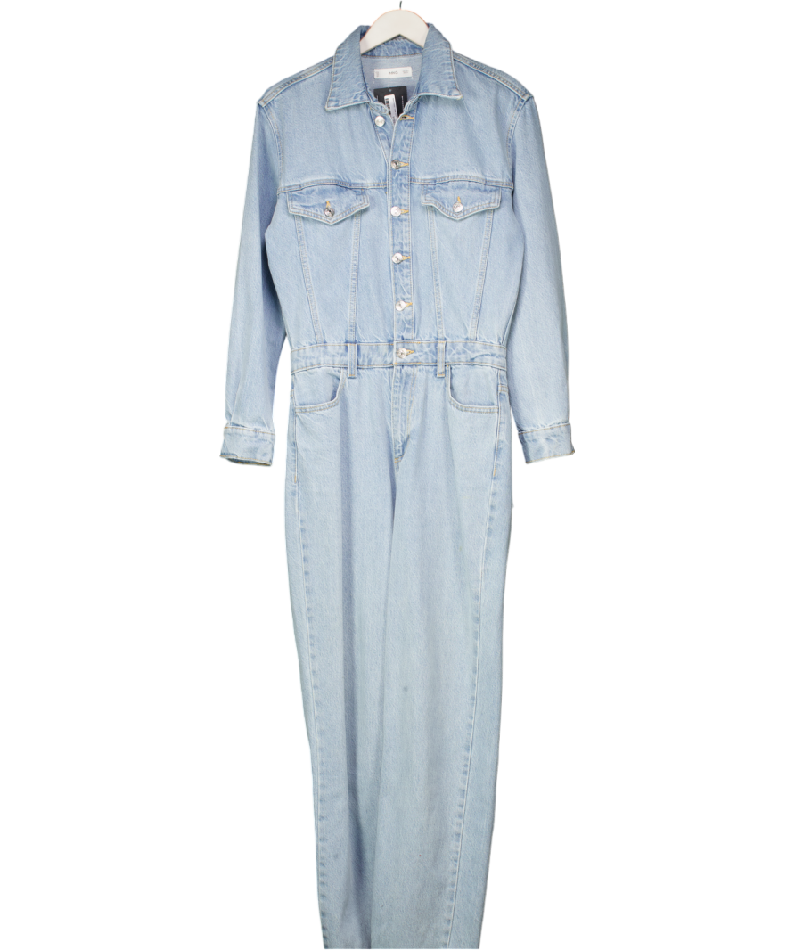 MANGO Blue Long Denim Jumpsuit UK S