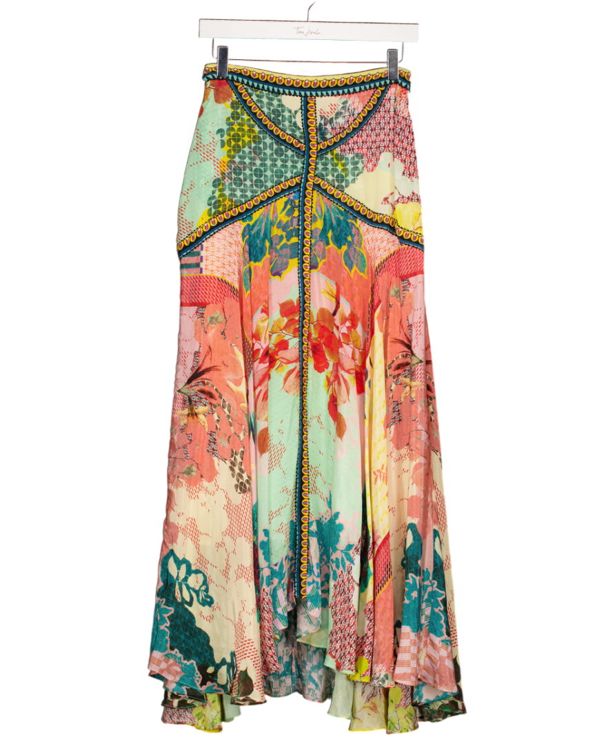 Bhanuni by Jyoti Multicoloured Spliced Midi Skirt UK 8