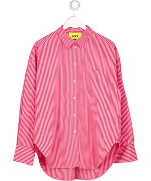 JJXX Oversize Pink / Red Striped Cotton Poplin Shirt UK M