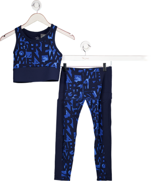 Sweaty Betty Blue Text Print Power Frame Workout Vest And Legging Set UK S