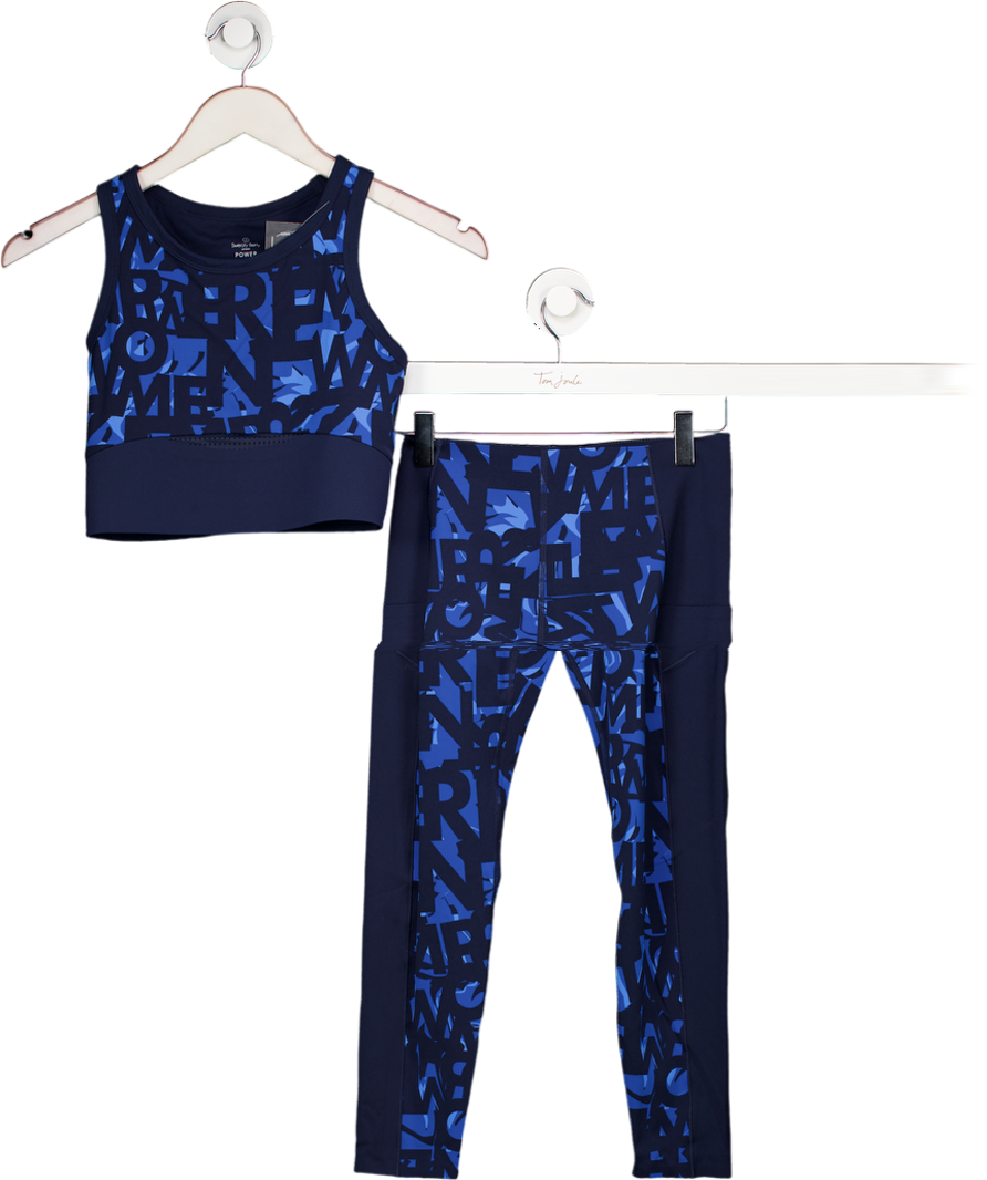 Sweaty Betty Blue Text Print Power Frame Workout Vest And Legging Set UK S