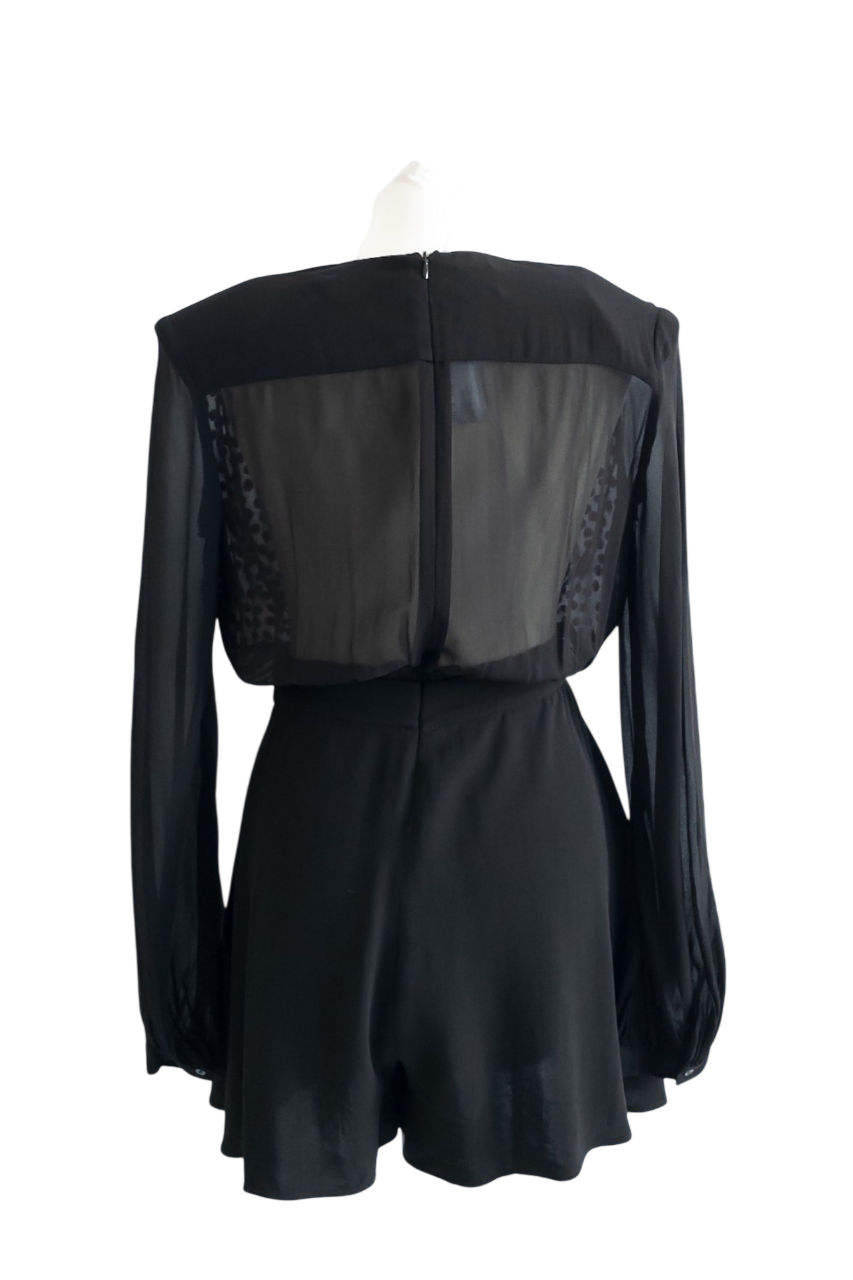 Pinko Black & Red V-neck Textured Playsuit UK 10