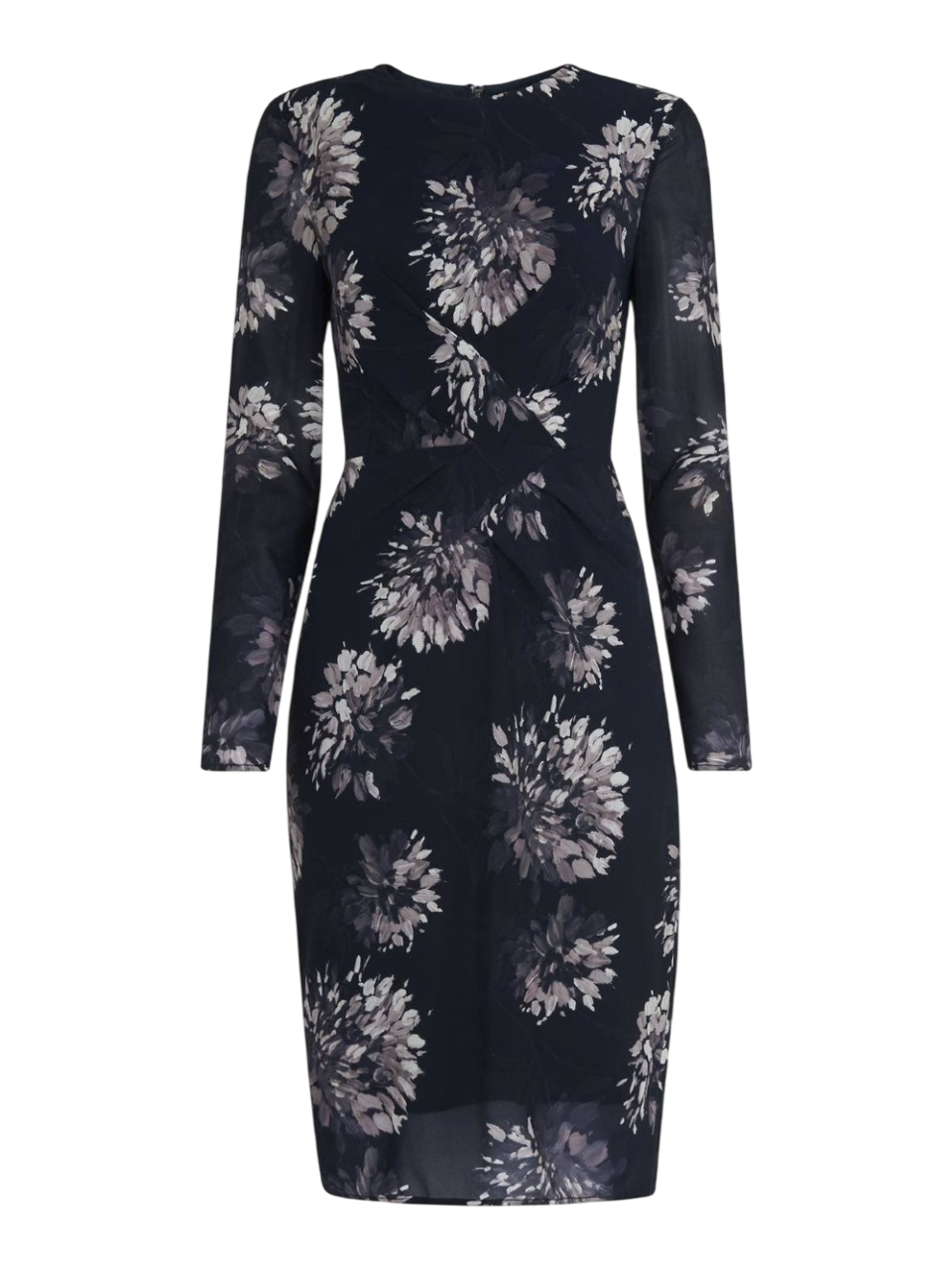 Whistles Blue Floral Brushstroke Silk Bodycon Dress UK 8