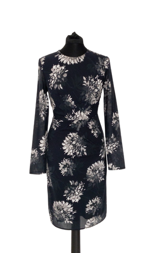 Whistles Blue Floral Brushstroke Silk Bodycon Dress UK 8