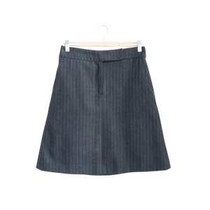 Jigsaw Grey Flannel Pinstripe Wool A-line Mini Skirt UK 10