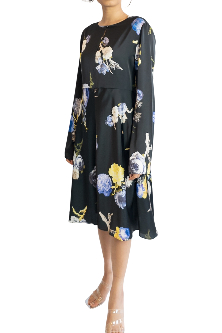 Acne Studios Black Floral Midi Dress UK 10