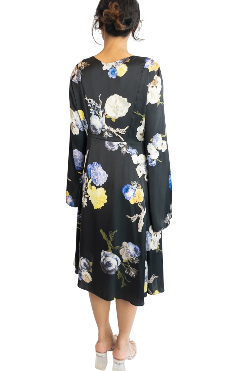 Acne Studios Black Floral Midi Dress UK 10