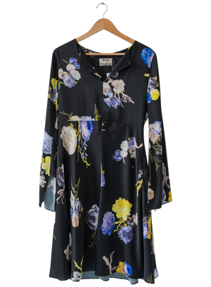 Acne Studios Black Floral Midi Dress UK 10