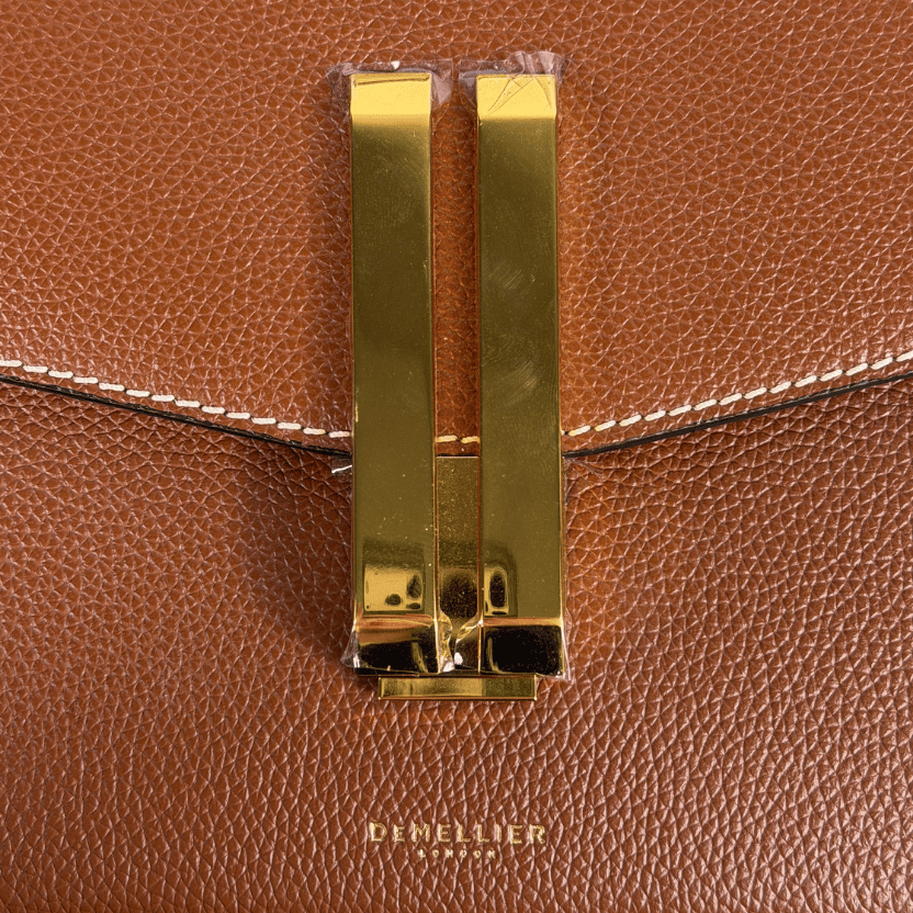DEMELLIER LONDON The Vancouver Leather Handbag - Tan Brown Small Grain Ecru Stitching