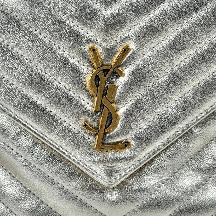 SAINT  LAURENT Metallic Gold Matelasse Lambskin Monogram Joe Backpack