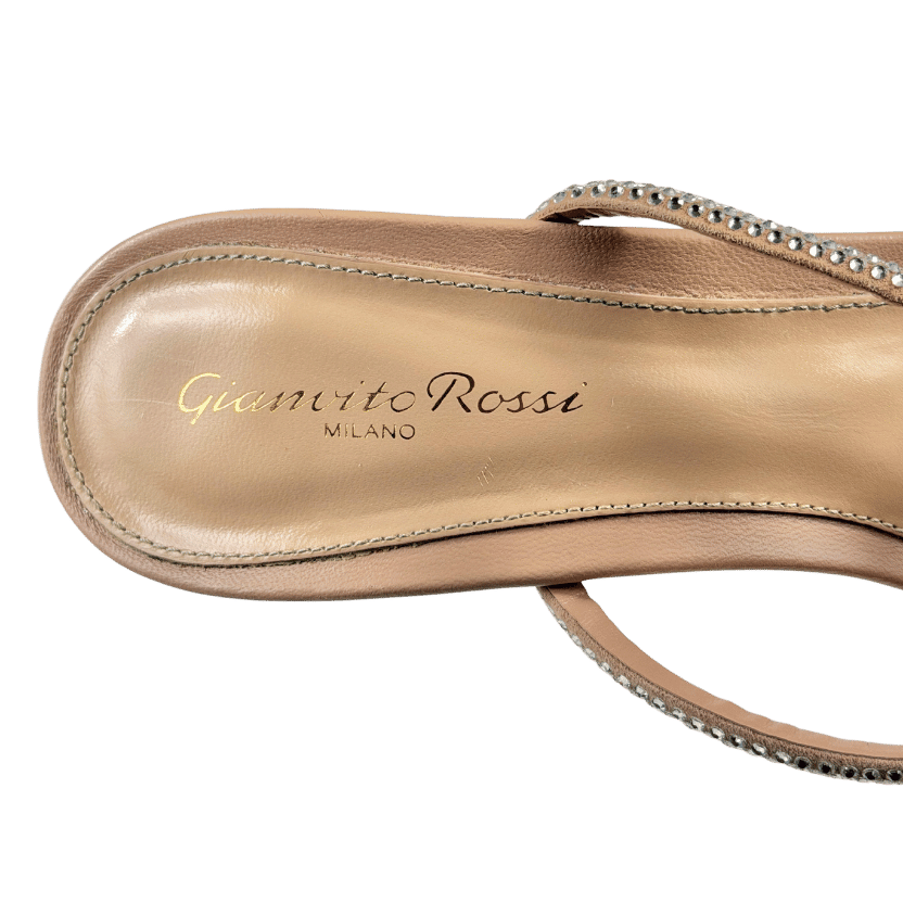 GIANVITO ROSSI Nude Crystal Embellished Pointed Toe Platform Slide Sandal UK 6 EU 39