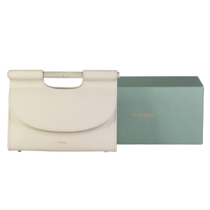 BOBBIES PARIS Cream Grand Ancône Luxury Leather Structured Handle Bag With Shoulder Strap - Foam