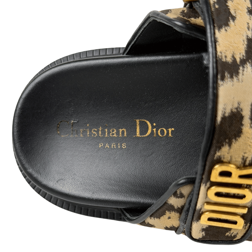 DIOR Beige Dioract Leopard-print Sandals UK 5.5 EU 38.5