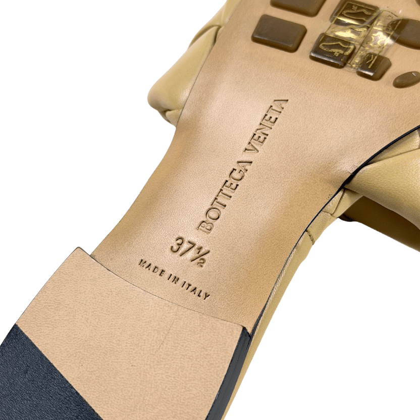 BOTTEGA VENETA Beige Lido Woven Intrecciato Leather Flat Sandals UK 4.5 EU 37.5 👠