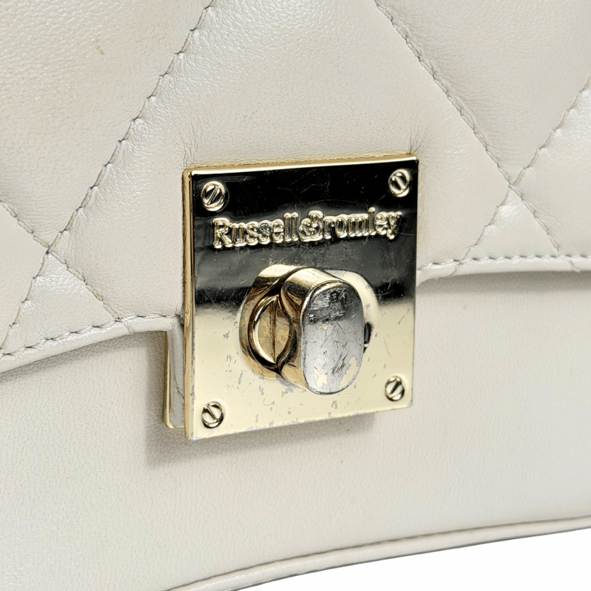 RUSSELL & BROMLEY Cream Quilted Top Handle Bag With Chain Strap