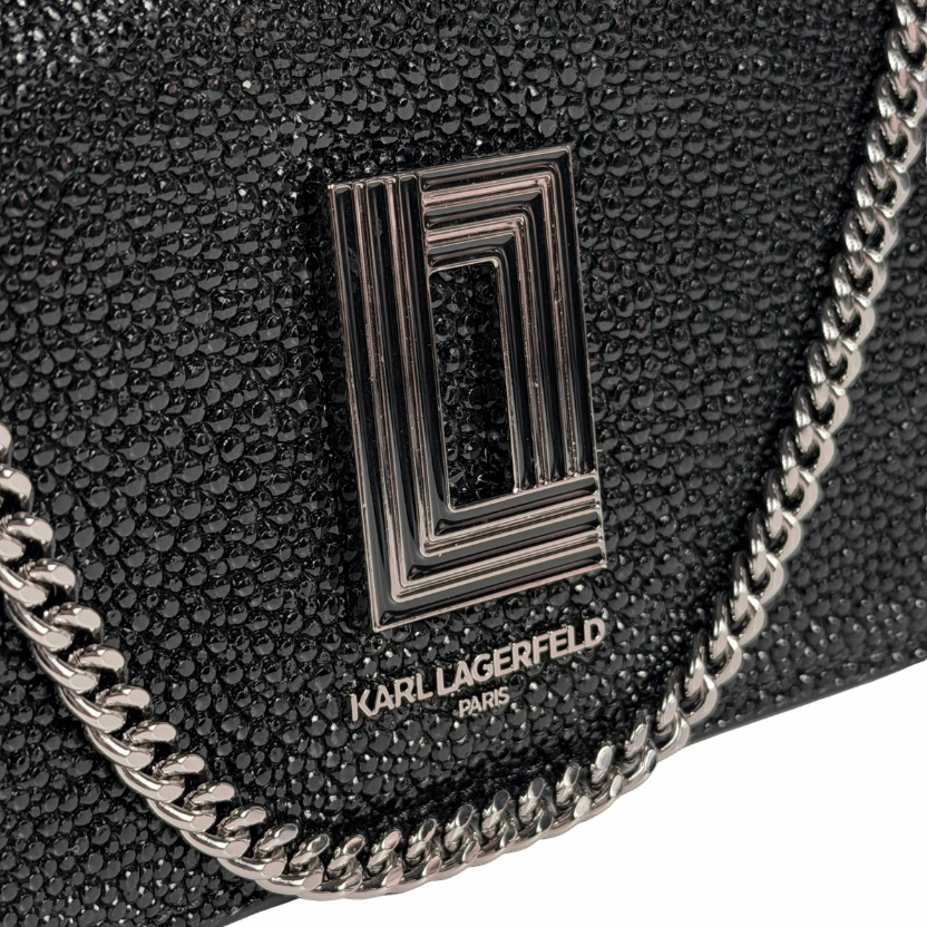 KARL LAGERFELD Black Wallet On A Chain Crossbody Bag
