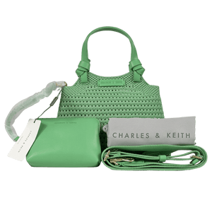 CHARLES & KEITH Green Mini Ida Knitted Tote Bag One Size