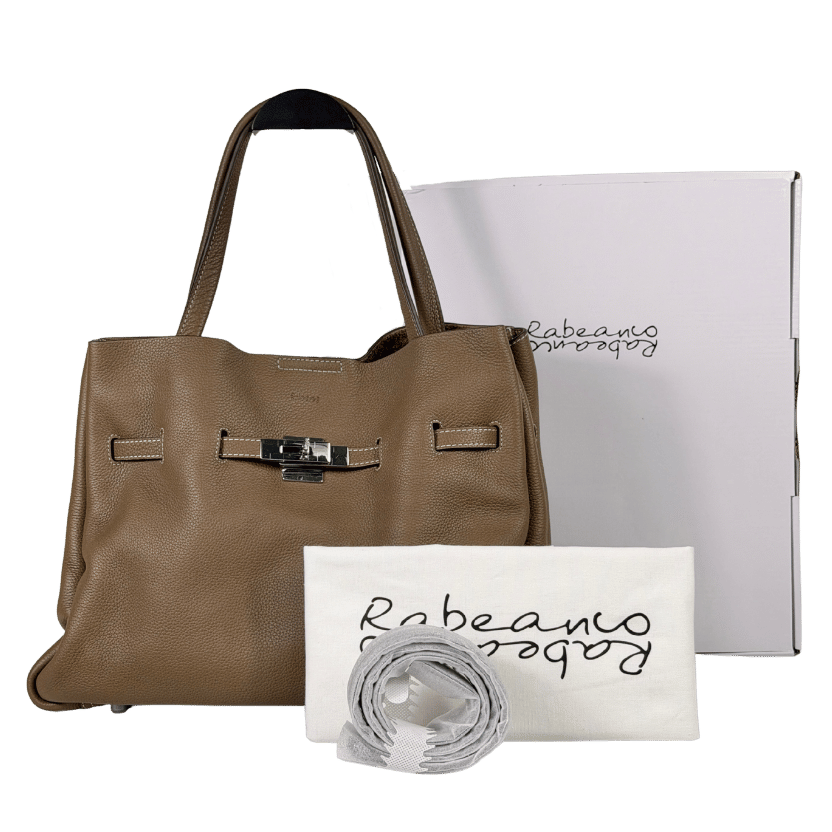 Rabeanco Brown Saoirse Pebbled Leather Soft Structural Shoulder Tote Bag