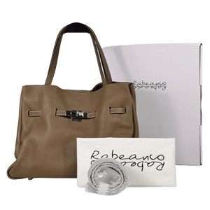 Rabeanco Brown Saoirse Pebbled Leather Soft Structural Shoulder Tote Bag