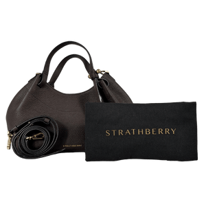 STRATHBERRY Espresso Brown 100% Calf Grain Leather Barra Mini Bag