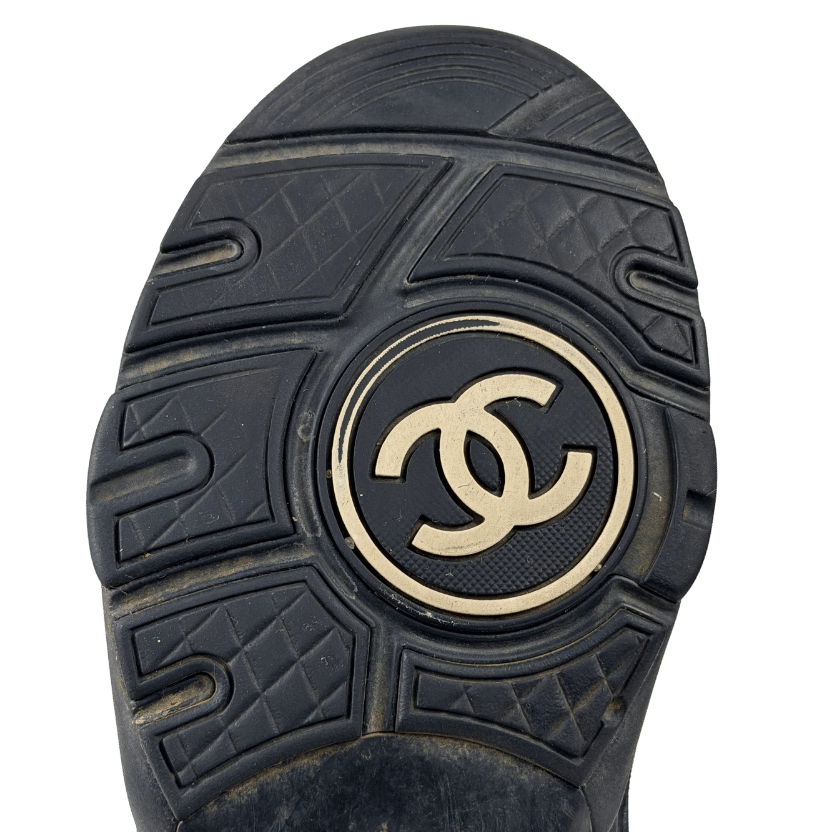 CHANEL Black Suede And Nylon CC Logo Low Top Trainers UK 5 EU 38 👠