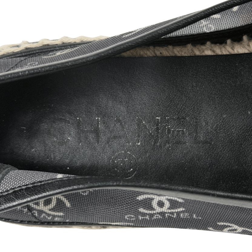 CHANEL Black Coco Mark Mesh All Over CC Logo Espadrilles UK 5 EU 38