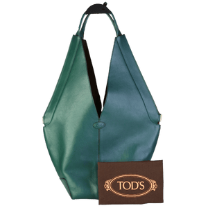 TODS Green Small Di Folio Shoulder Bag Leather One Size