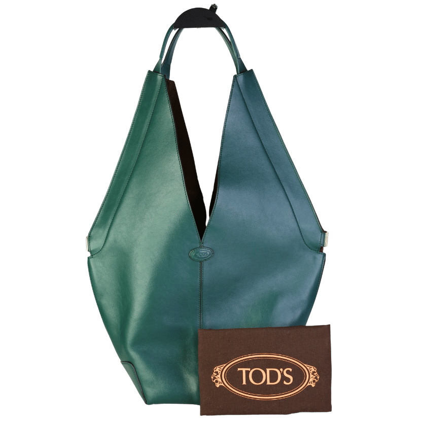 TODS Green Small Di Folio Shoulder Bag Leather One Size