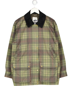 ABERCROMBIE & FITCH Green Plaid Mid-length Waxed Barn Jacket UK M