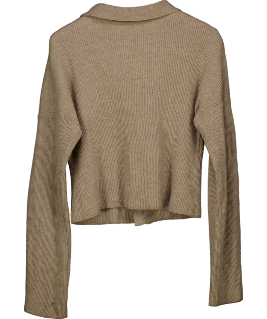 Nanushka Beige Collared Knit Button Up Cardigan UK S