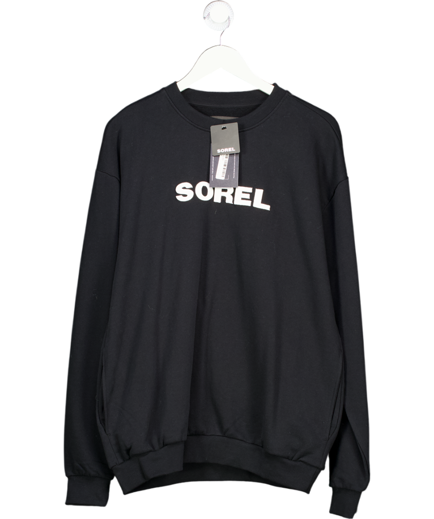 SOREL Black Embroidered Logo Crewneck Sweatshirt UK M
