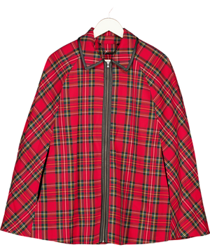 TRINA TURK Red Tartain Plaid Cape UK M/L