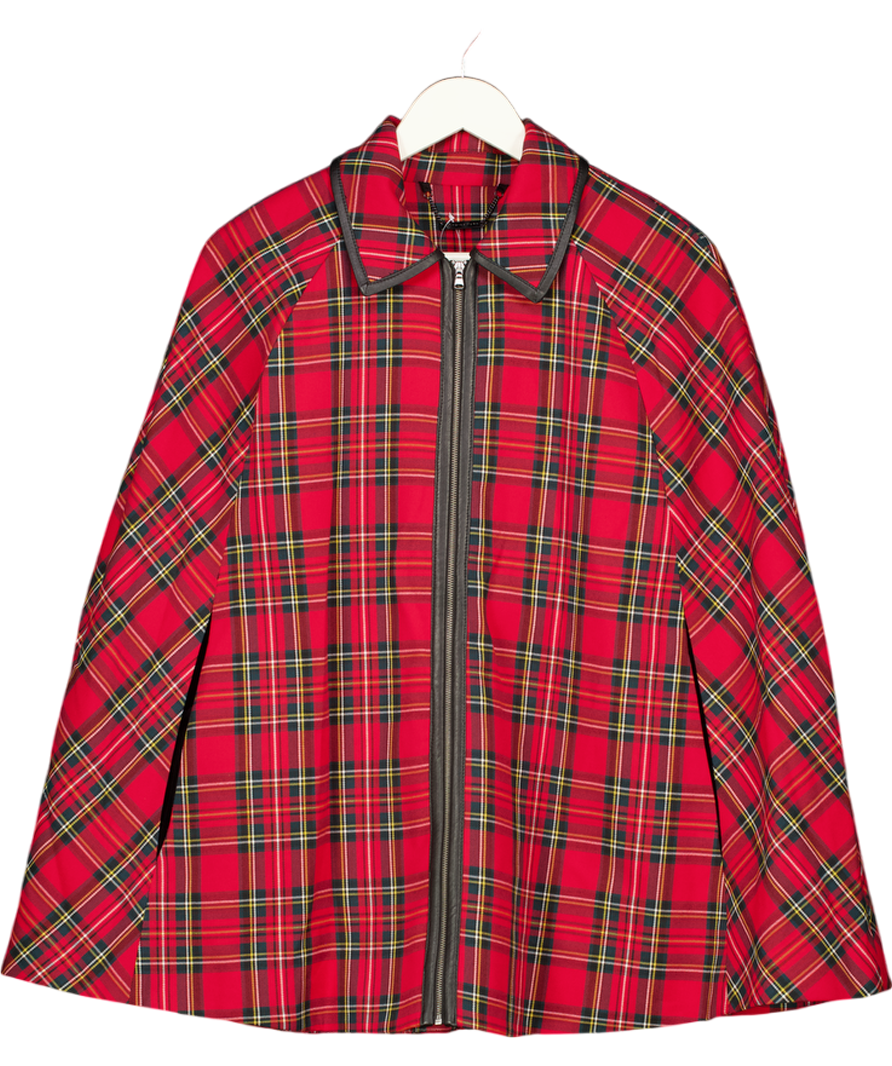 TRINA TURK Red Tartain Plaid Cape UK M/L