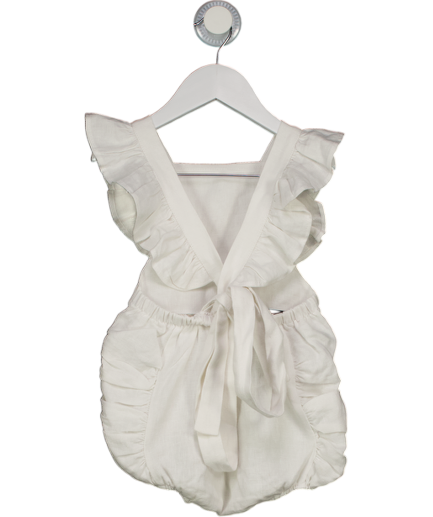 Freya Lillie White Organic Linen Frill Sleeve Romper 2-3 Years