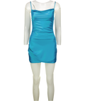 MAJORELLE Turquoise Blue Satin Mini Dress UK XS