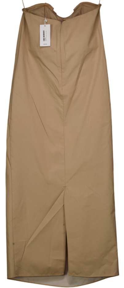 MANGO Beige Stefania Strapless Midi Dress UK S