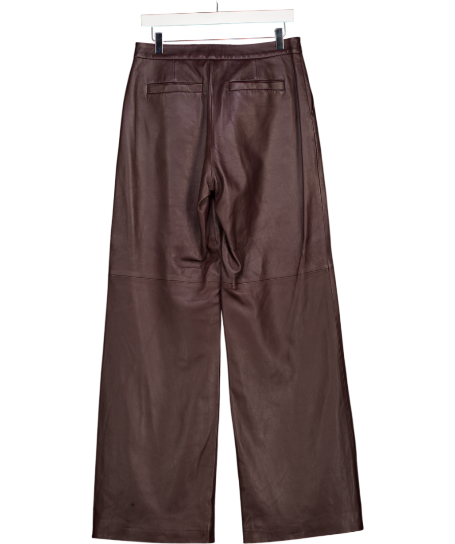 L'AGENCE Dark Brown L'agence - Livvy 100% Lamb Leather Trouser UK 10